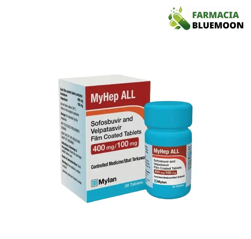 Velpatasvir 100mg e Sofosbuvir 400mg (Myhep All) x 28 Comprimidos - Medicamento Genérico para Infecção Crônica por Hepatite C