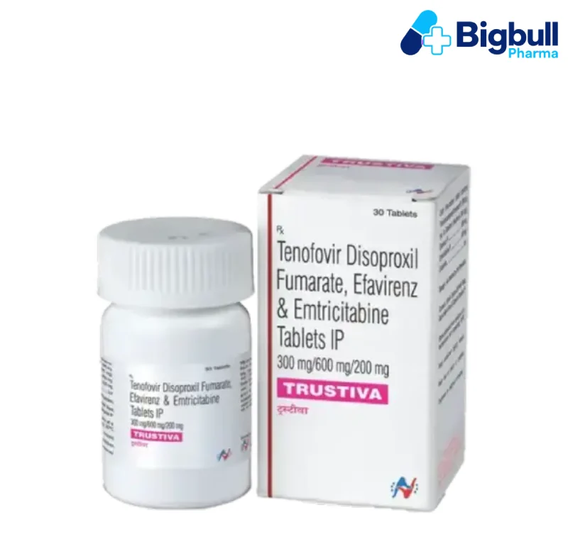 TENOFOVIR DISOPROXIL FUMARATE 300 mg + EFAVIRENZ 600 mg + EMTRICITABINE 200 mg (Trustiva) x 30 Tablets