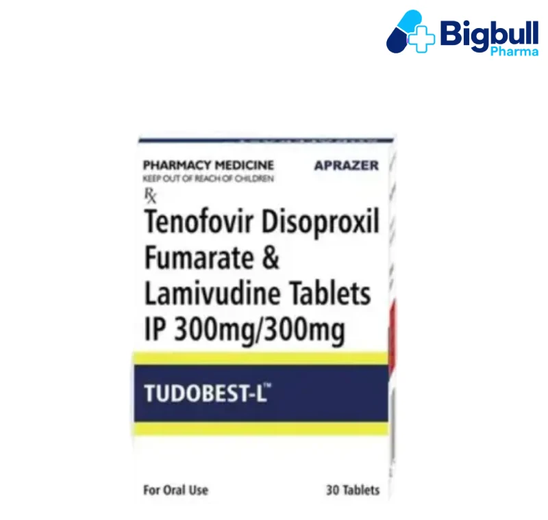 TENOFOVIR DISOPROXIL FUMARATE 300 mg / LAMIVUDINE 300 mg (Tudobest L) x 30 Tablets